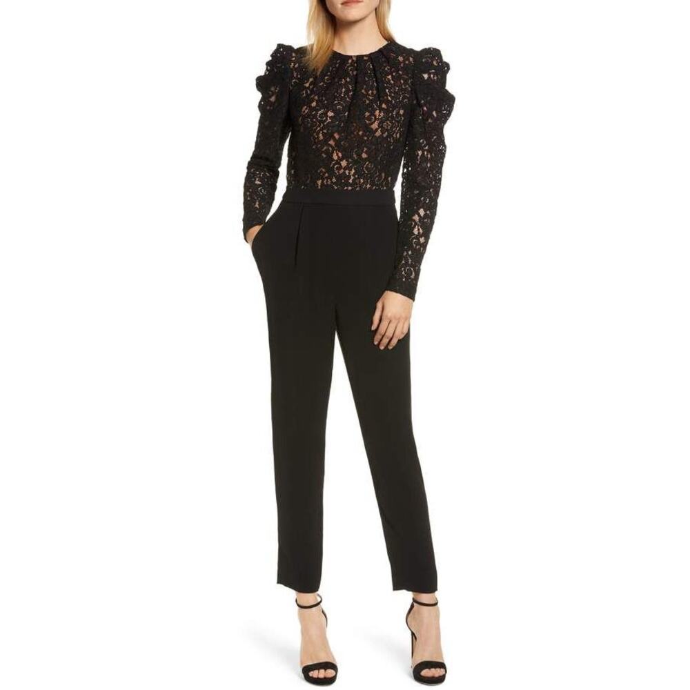Michael Kors Black Lace Slim Leg Jumpsuit Size 0